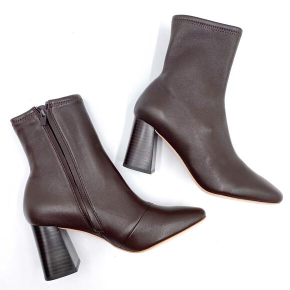Loeffler Randall Elise Bootie Stretch Chocolate Brown Leather Block Heel Sz 5.5 - Picture 6 of 11
